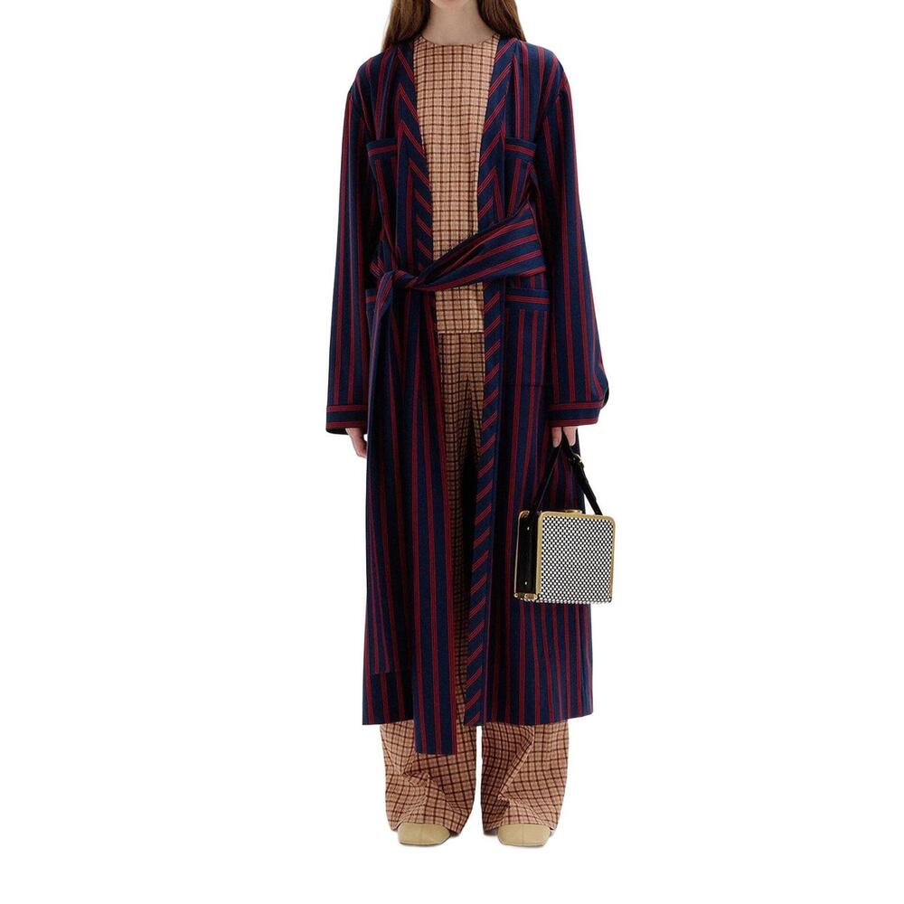 NEW EENK sabrina gown coat in navy/red stripe
